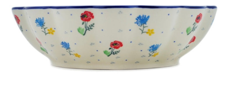 Ceramika Artystyczna Polish Pottery, Spring Is Coming, Large Fluted Bowl, 11"