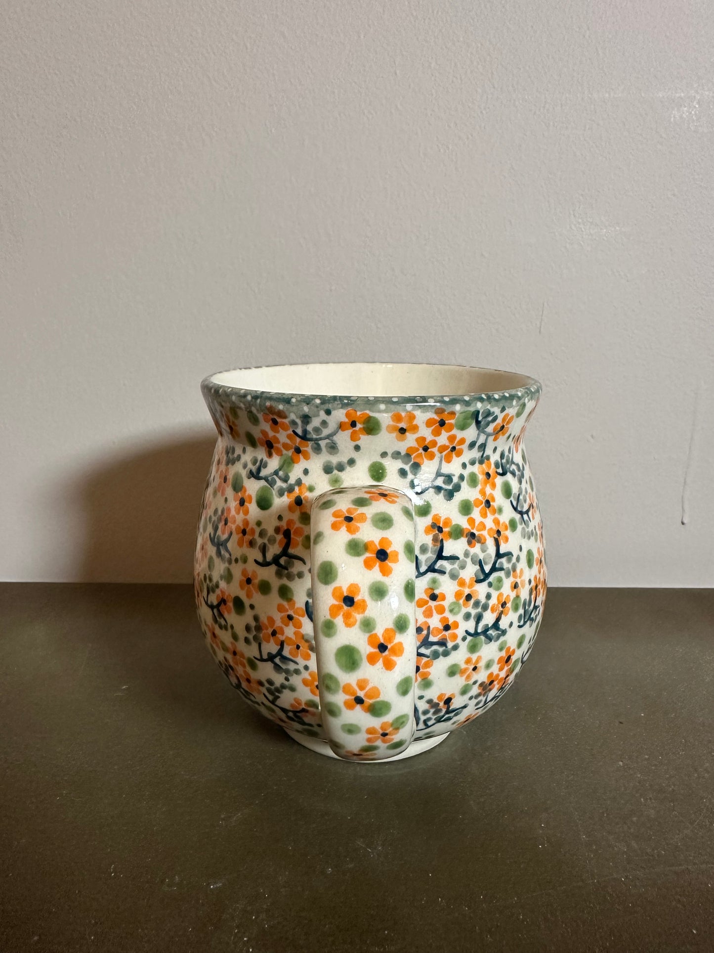 Manufaktura Unikat, Artist Signed, Peach Blossoms Belly Mug