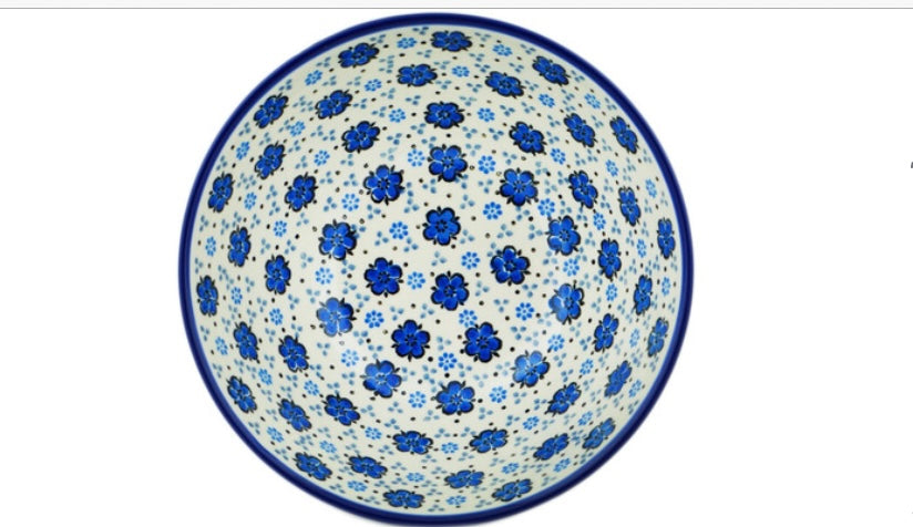 Ceramika Artystyczna Polish Pottery, Flowing Blues, Nesting/Mixing/Serving Bowl