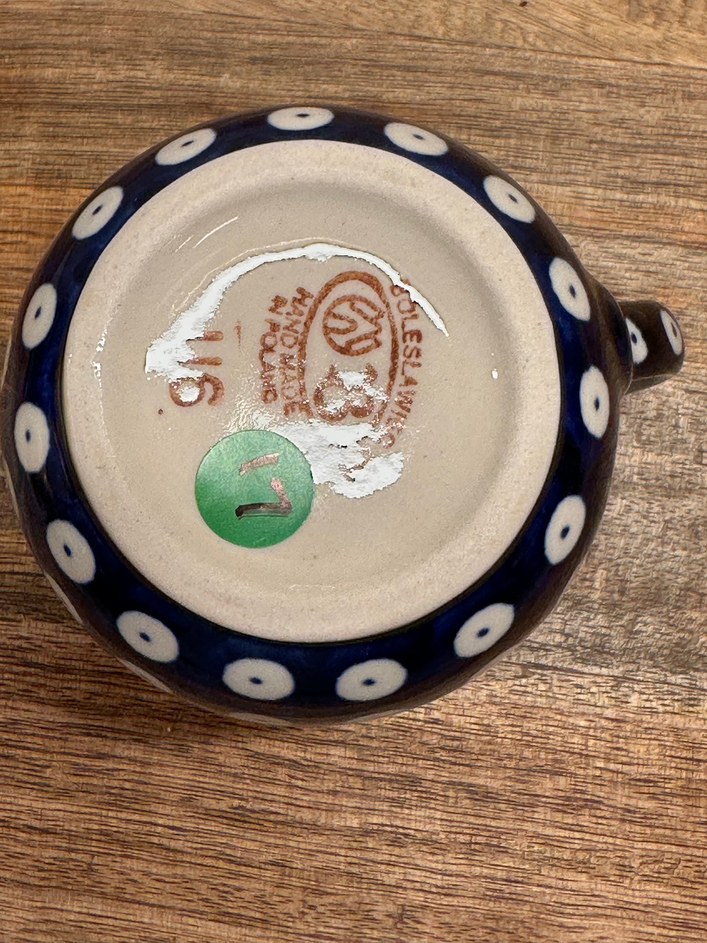 Zaklady Polish Pottery Traditional Pattern, Owls Eye Creamer