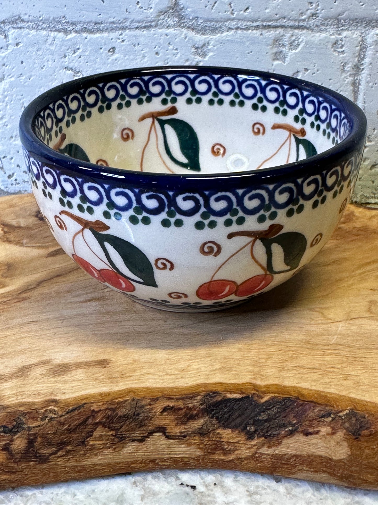 Millena Polish Pottery, Retro Cherry, 4" Dipping Bowl