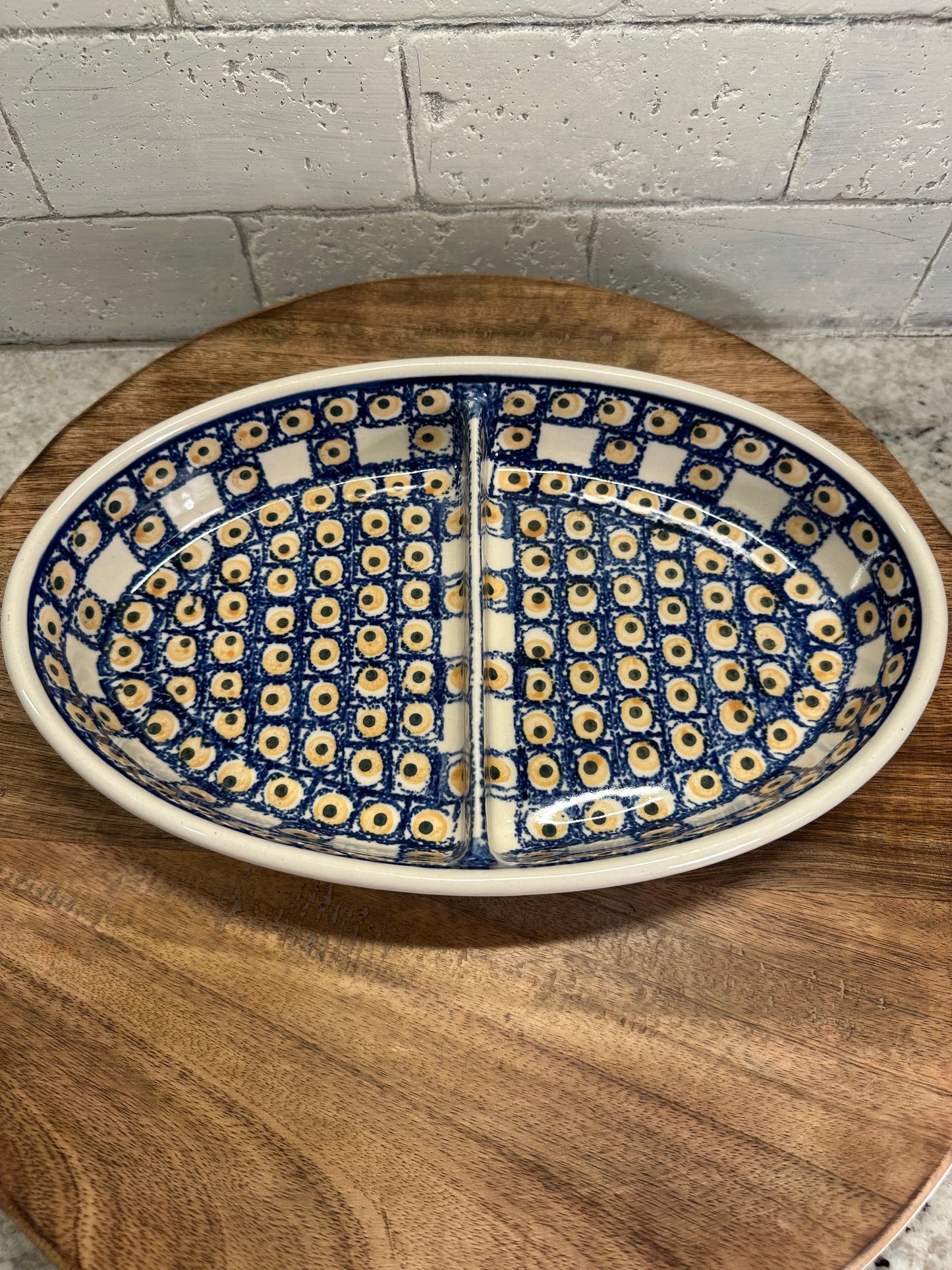 Ceramika Artystyczna Polish Pottery, Divided Serving Dish, Preowned