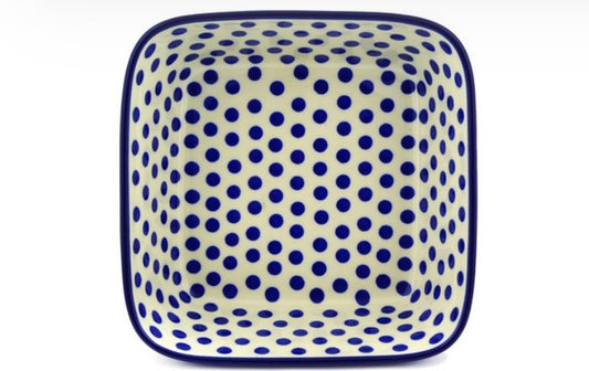 Ceramika Artystyczna, Polka Dot Delight, Square Bowl/Baker 8"