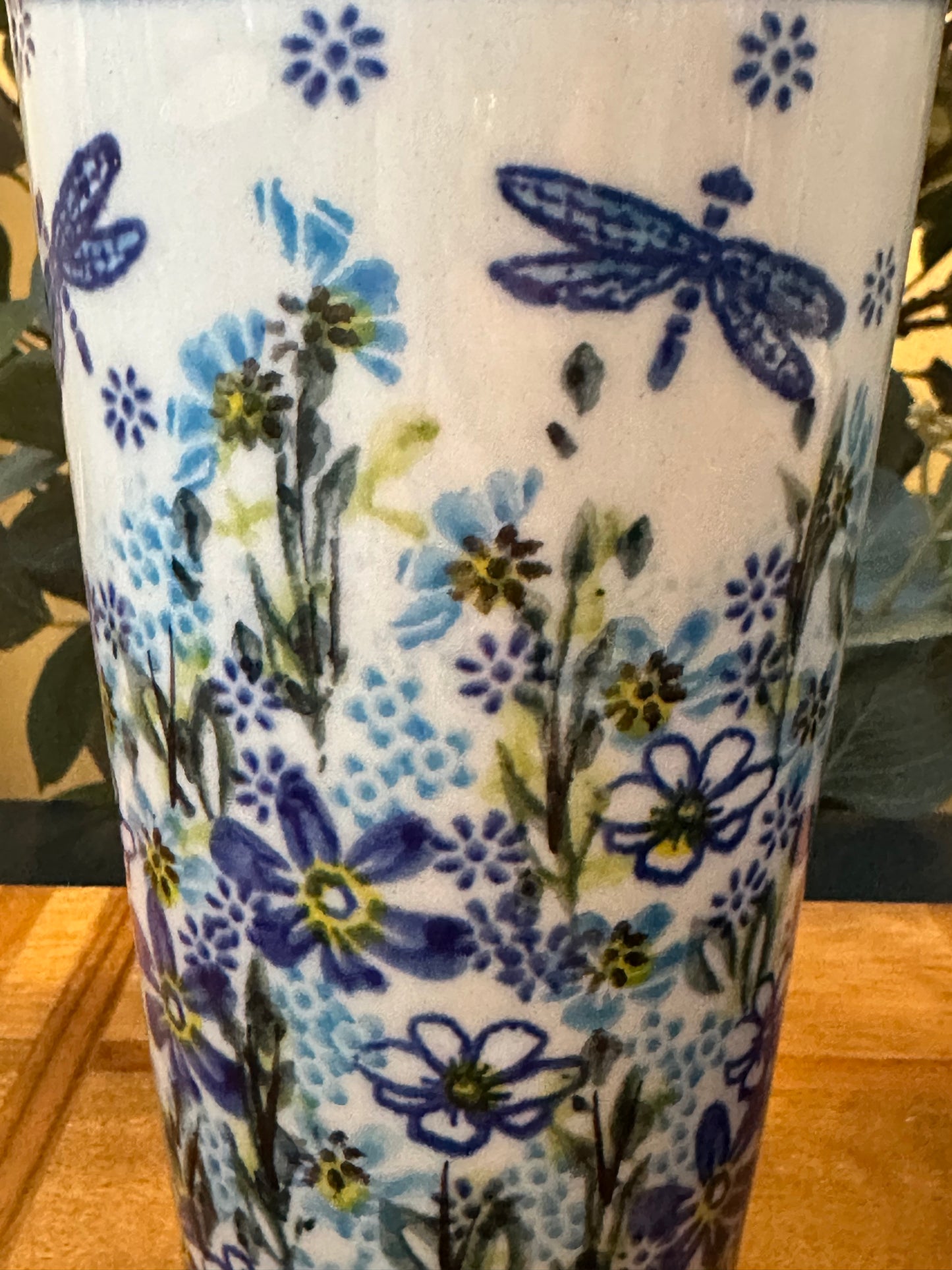 Vena Polish Pottery. Dragonfly Delight Thermal Mug/Tumbler with Lid