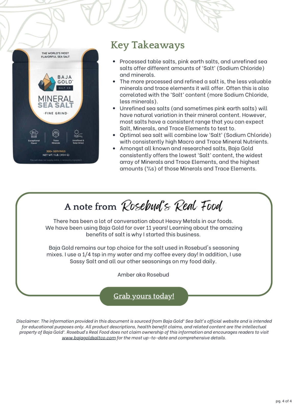 Rosebud's Real Food, Baja Gold Sea Salt 1 Lb