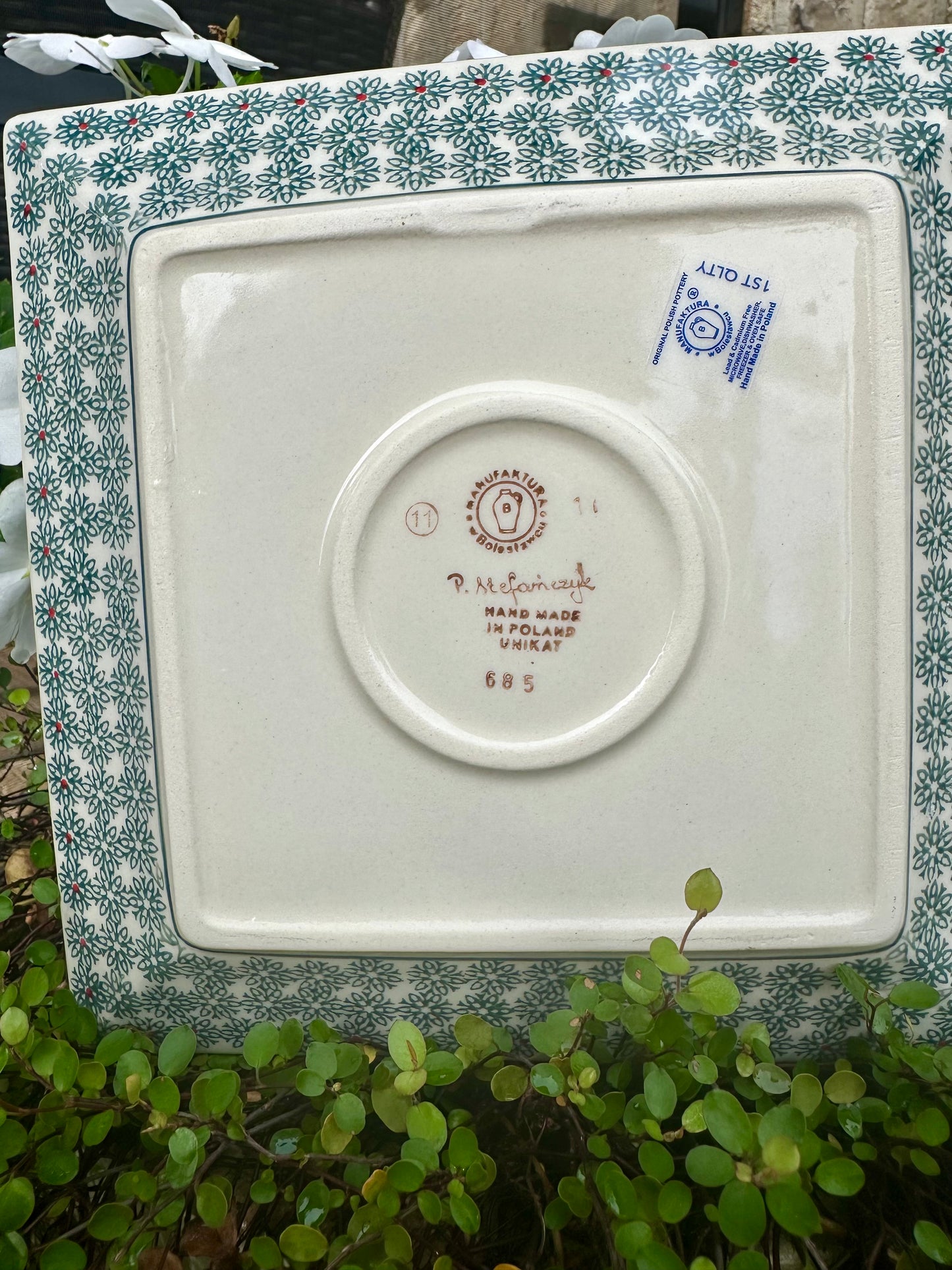 Manufaktura Polish Pottery, Unikat Pine Forest, Square Dinner Plate