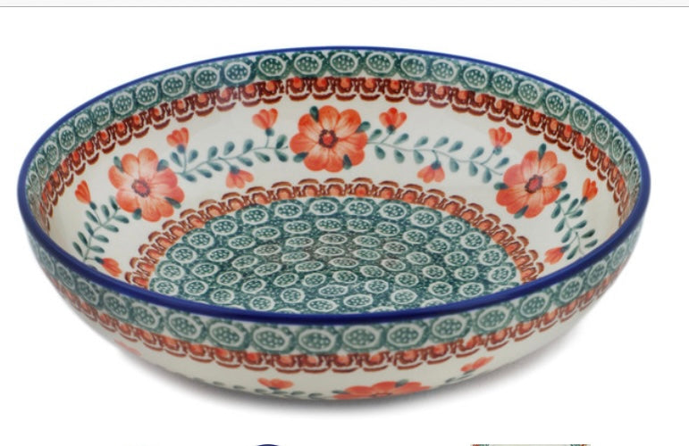 Ceramika Artystyczna Polish Pottery, Radiant Green Meadow, Pasta Bowl