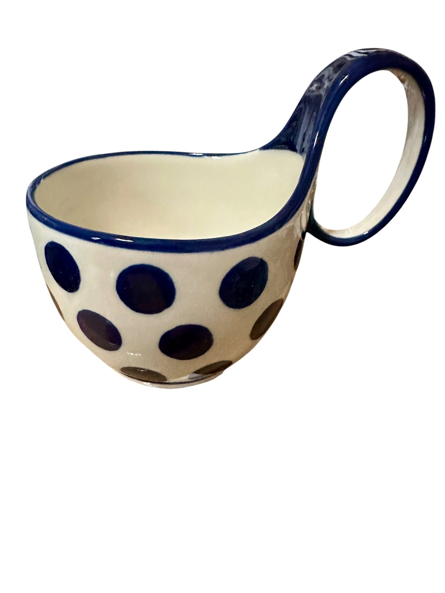 Ceramika Artystyczna, Bold Blue Dots, Loop Bowl/Mug
