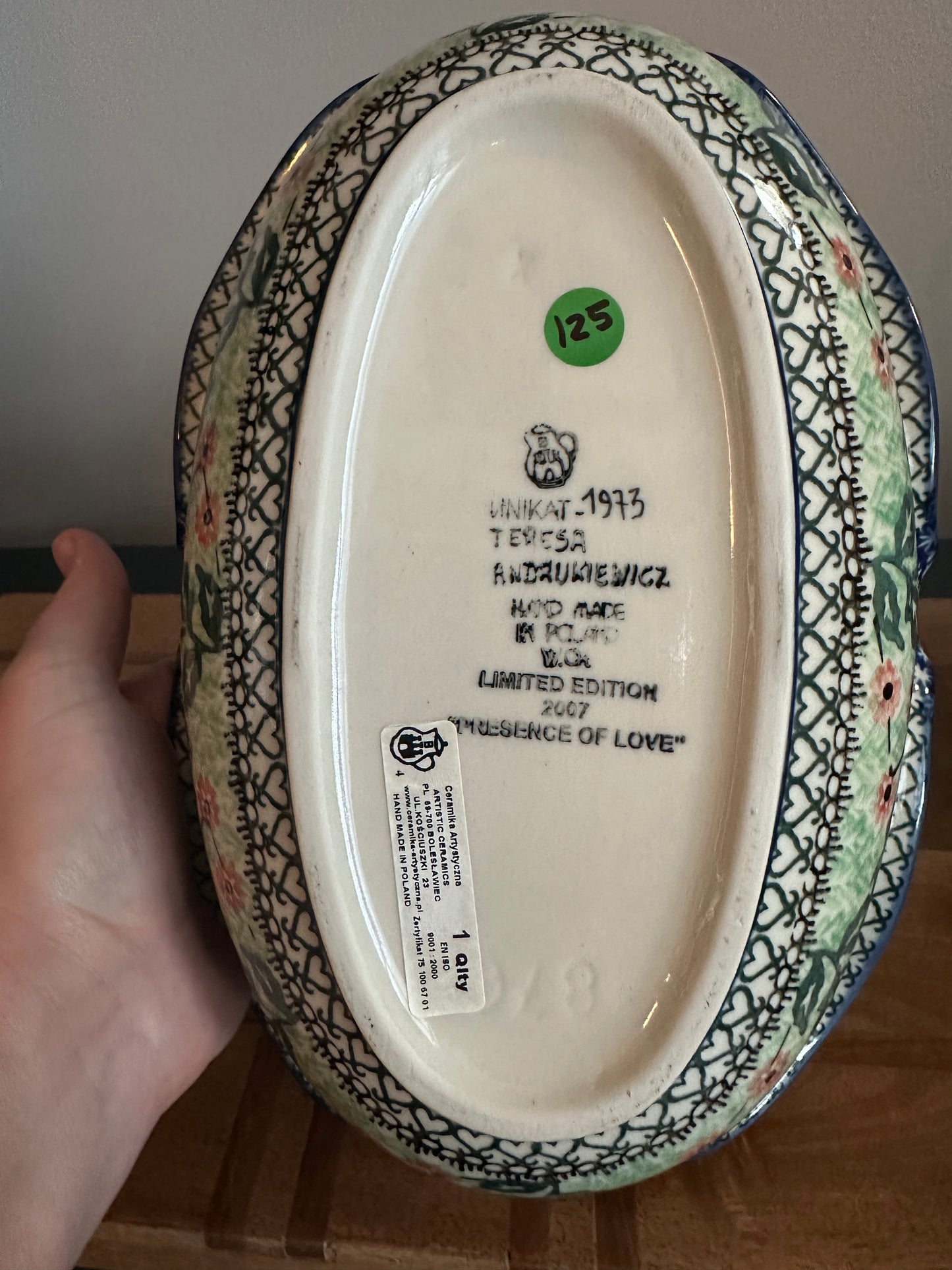 Ceramika Artystyczna Polish Pottery, Preowned, Limited Edition "Presence of Love" Unikat Basket