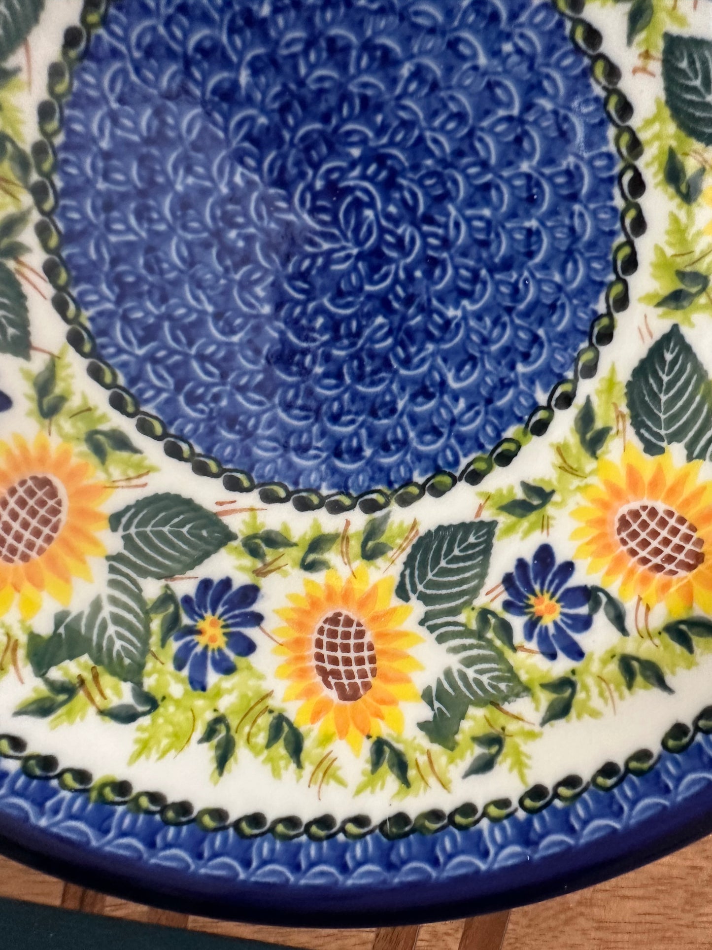 Kalich Polish Pottery, Unikat Art Level 1, Sapphire Sunfields, 10.5" Dinner/Serving Plate