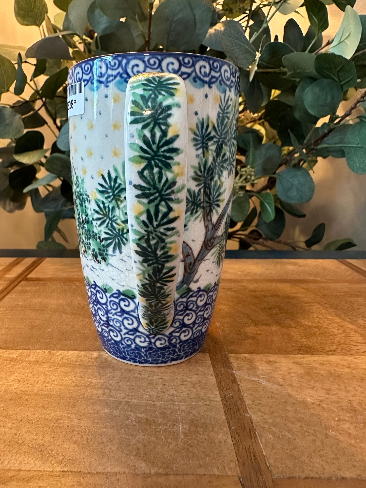 Ceramika Artystyczna Polish Pottery, Unikat Cozy Bullfinch, Latte Mug