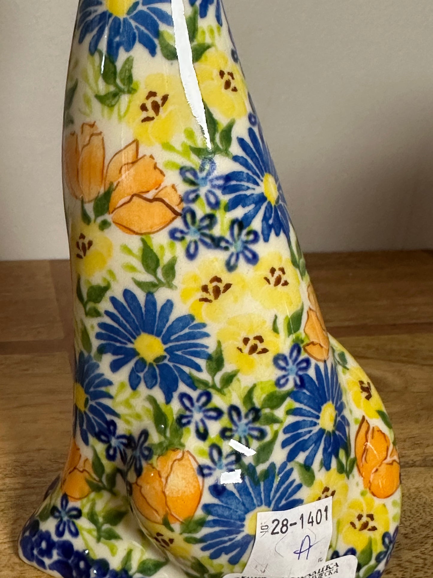 Kalich, Unikat Art Level 1, Blue, Peach, Yellow Floral Cat