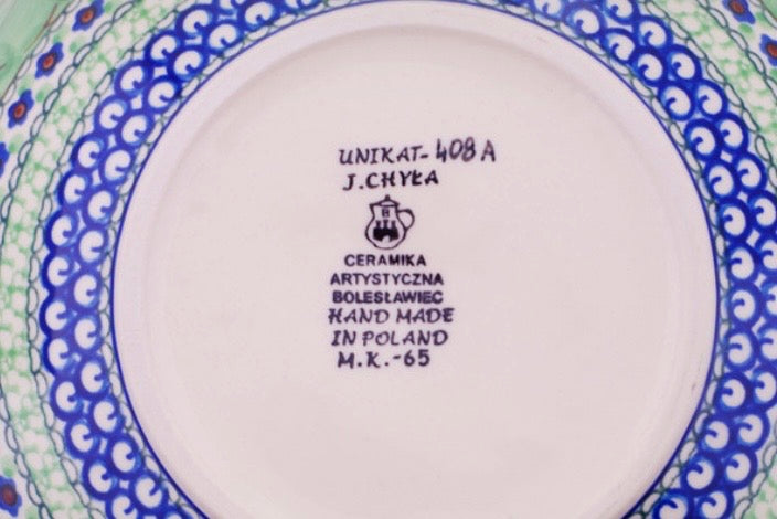 Ceramika Artystyczna, U408A, Green Pansies, Large Bowl 11"