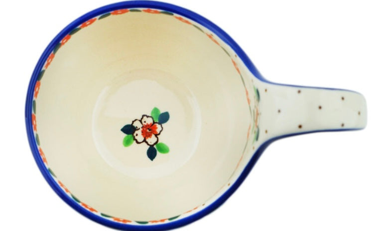 Ceramika Artystyczna Polish Pottery, Strawberry Blossom, Loop Soup Mug/Bowl