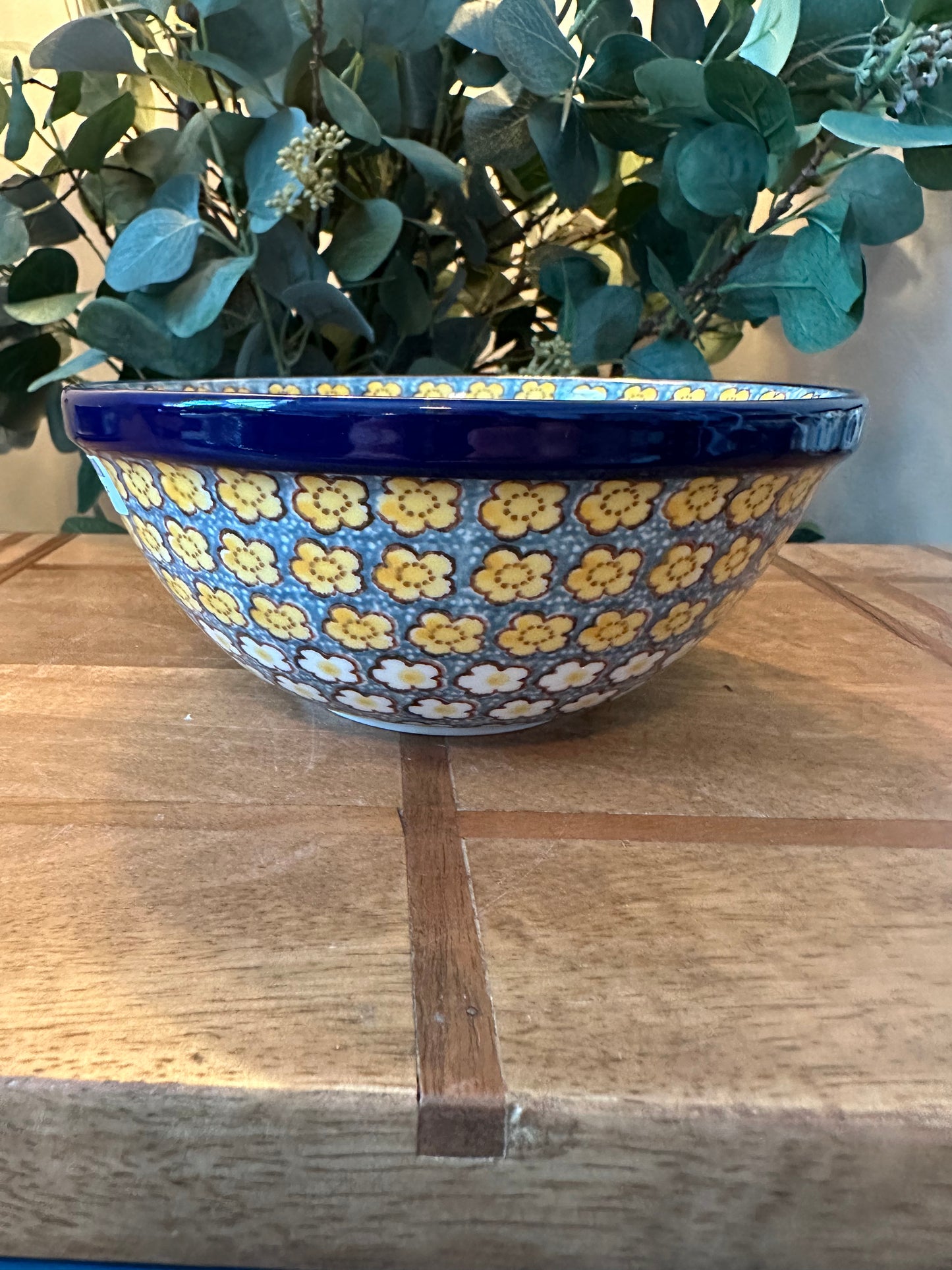 Ceramika Artystyczna Polish Pottery, Unikat, Popcorn Daisies, Bowl