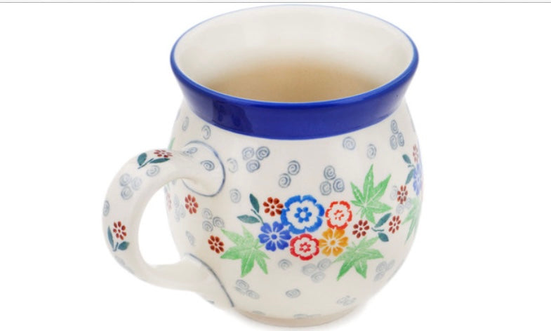 Ceramika Artystyczna Polish Pottery, Unikat Picnic In Autumn, Bubble Mug