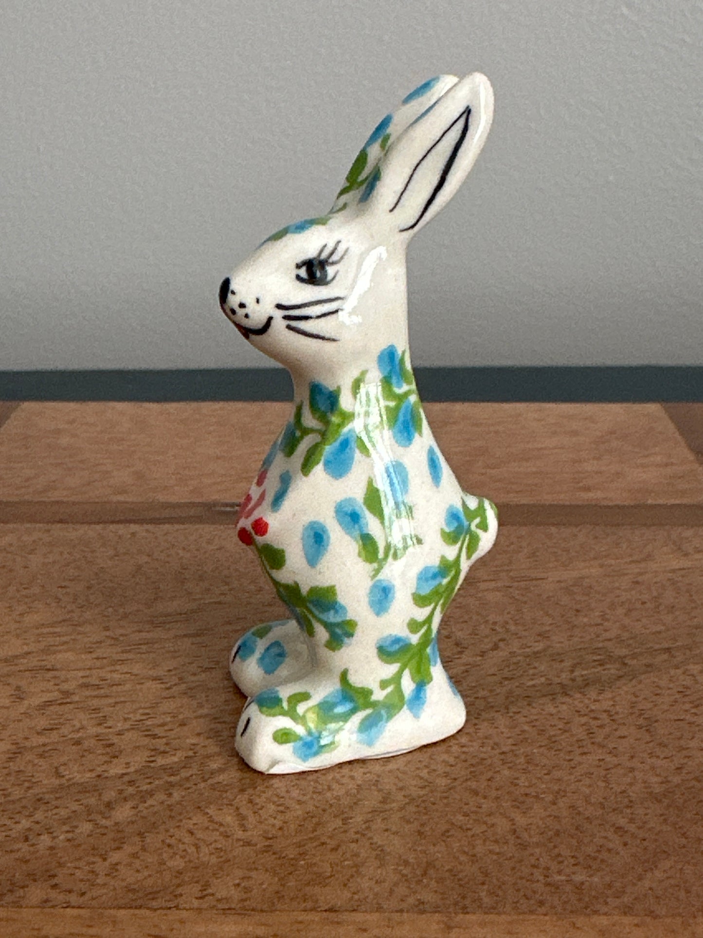 Kalich Polish Pottery, Art Level, Mini Stand Up, 3", Rabbit/Bunny Figurine, Pattern A