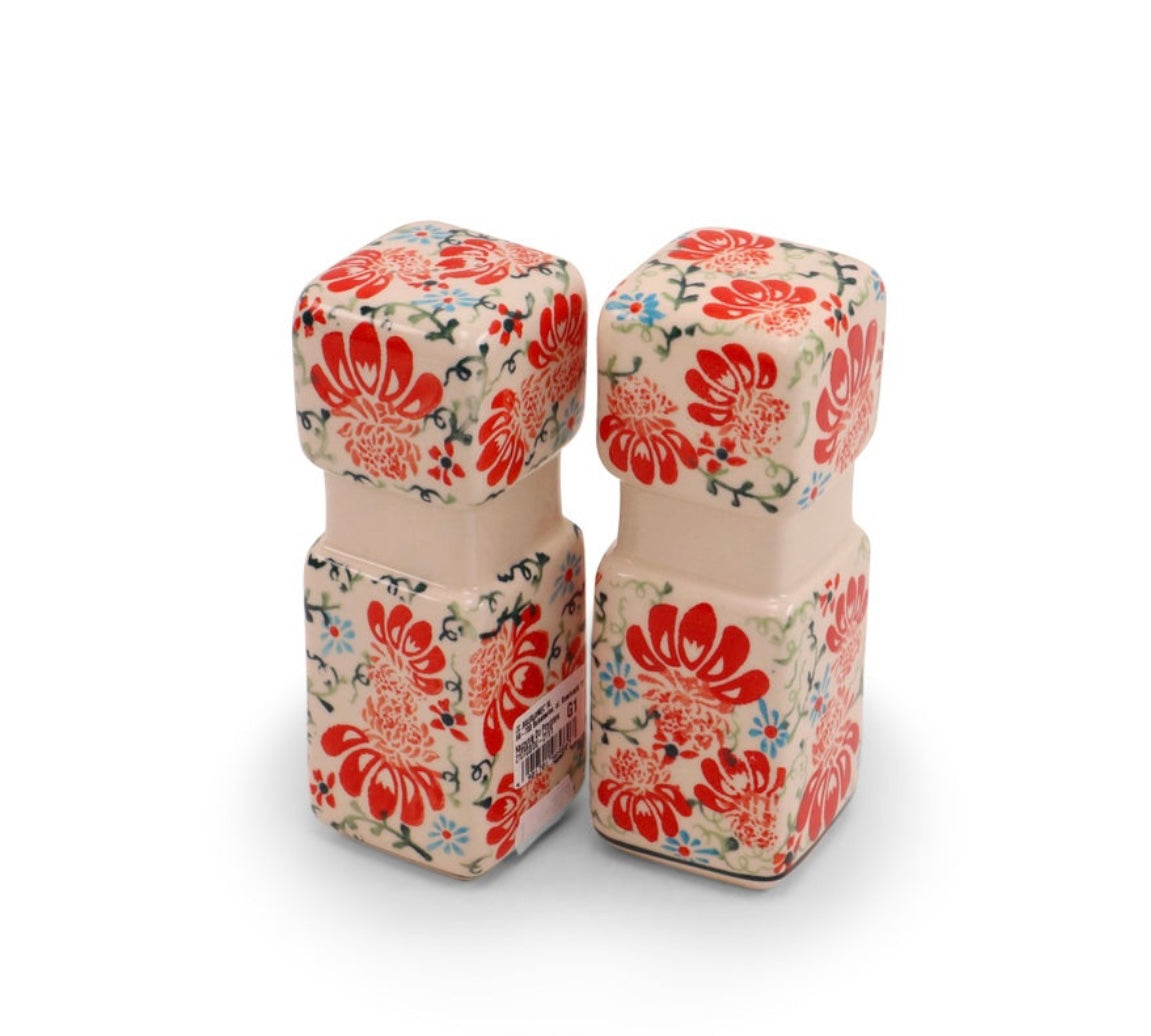 Zaklady Polish Pottery, Flower Parade, Salt & Pepper Set