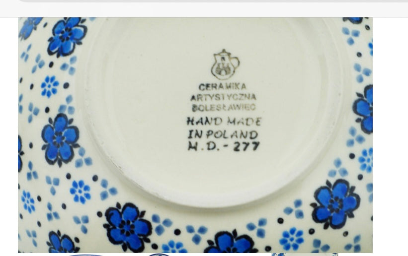 Ceramika Artystyczna Polish Pottery, Flowing Blues, Nesting/Mixing/Serving Bowl