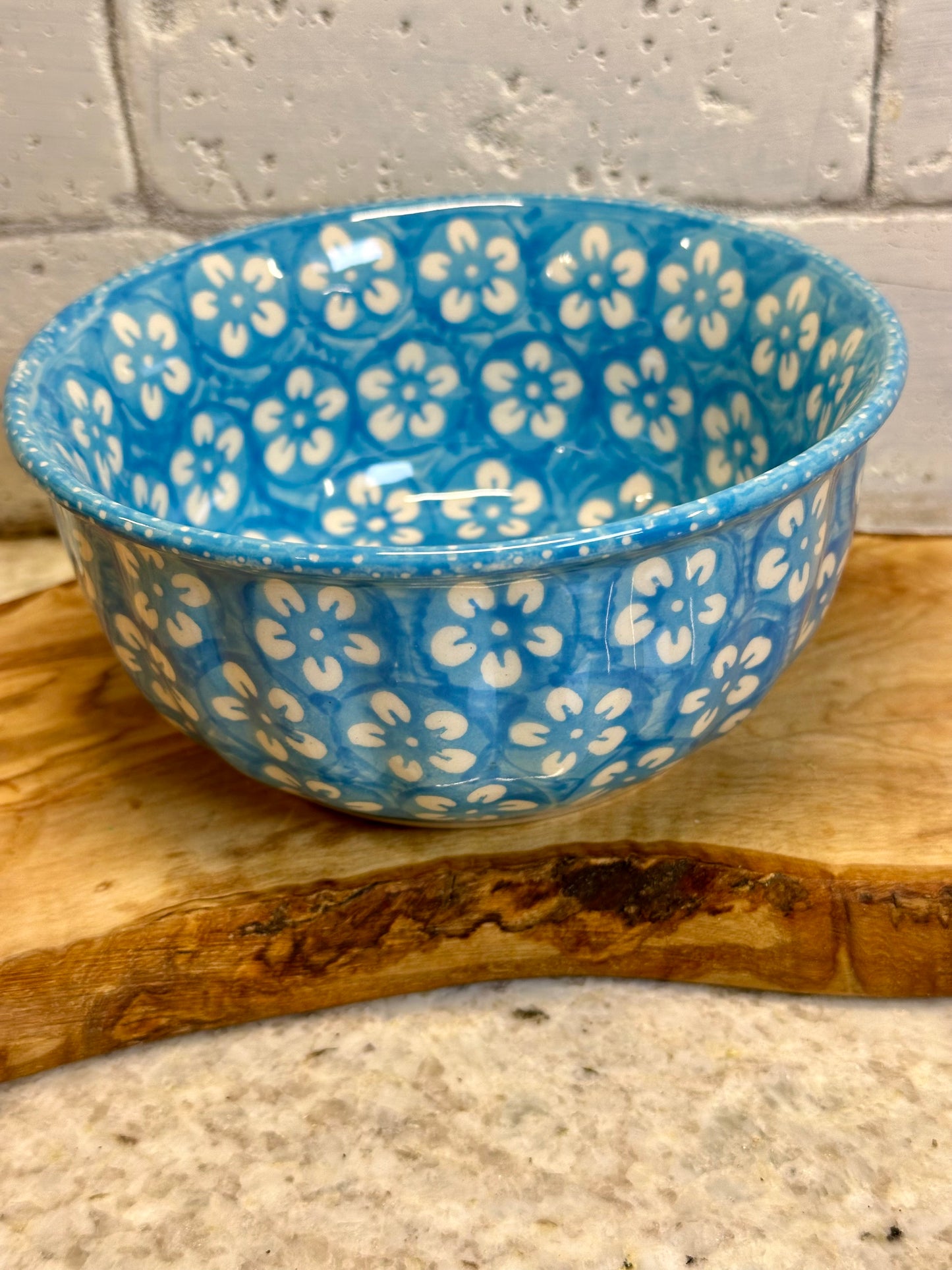 Manufaktura, Turquoise Blossom, Fluted Cereal Bowl 6"