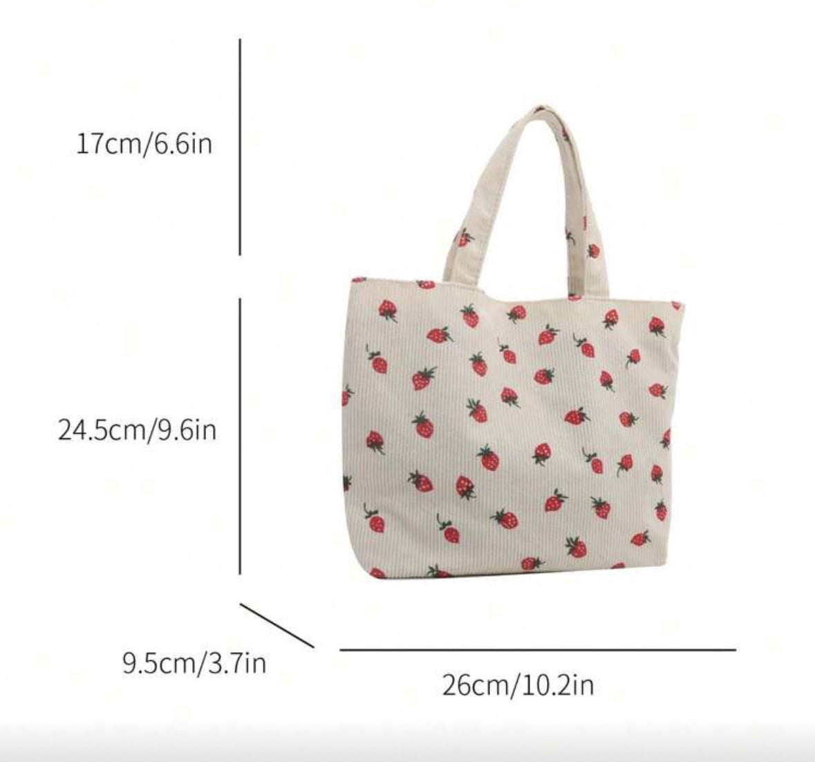 White Strawberry Medium Tote Bag