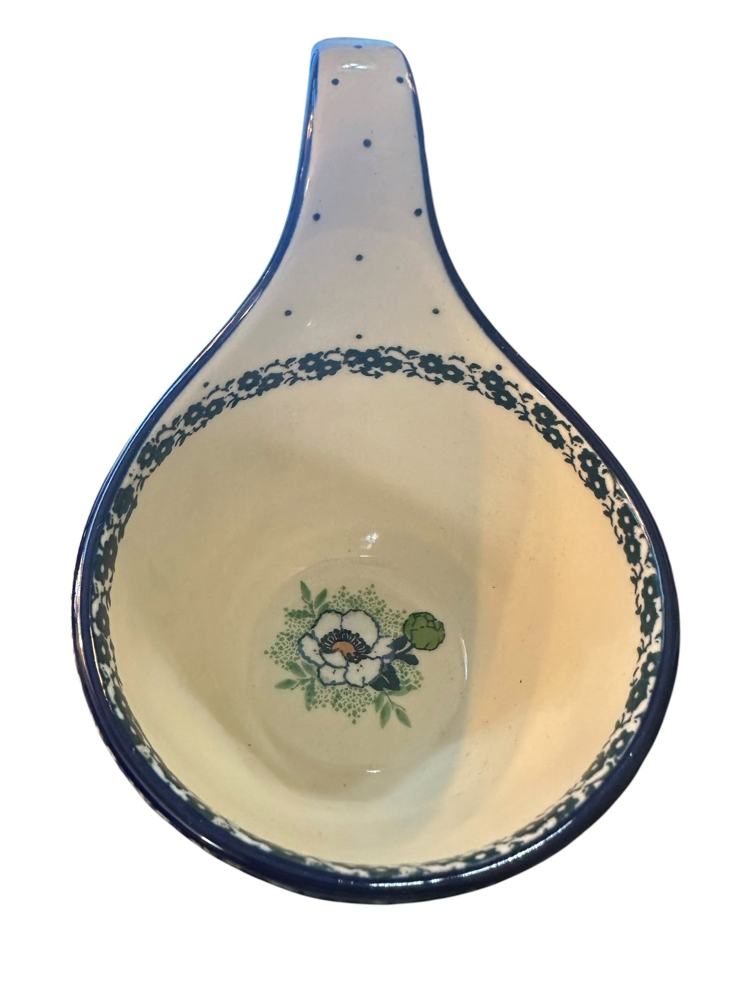 Ceramika Artystyczna, Green Floral Loop Bowl/Mug