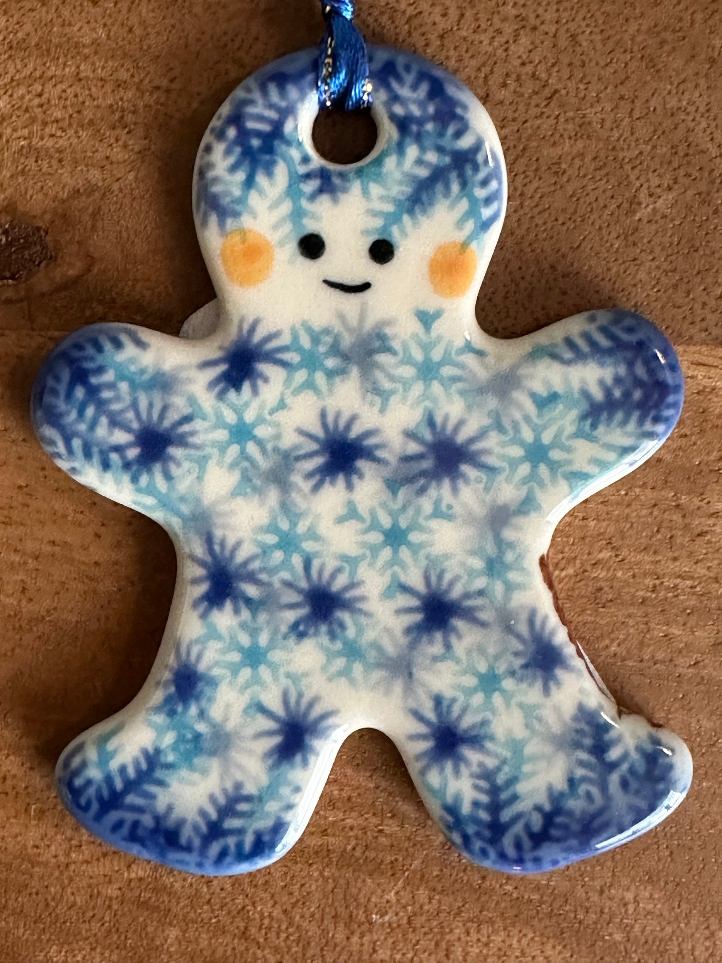 Galia Polish Pottery, Snowflake Gingerbread Boy, Two-Sided Ornament