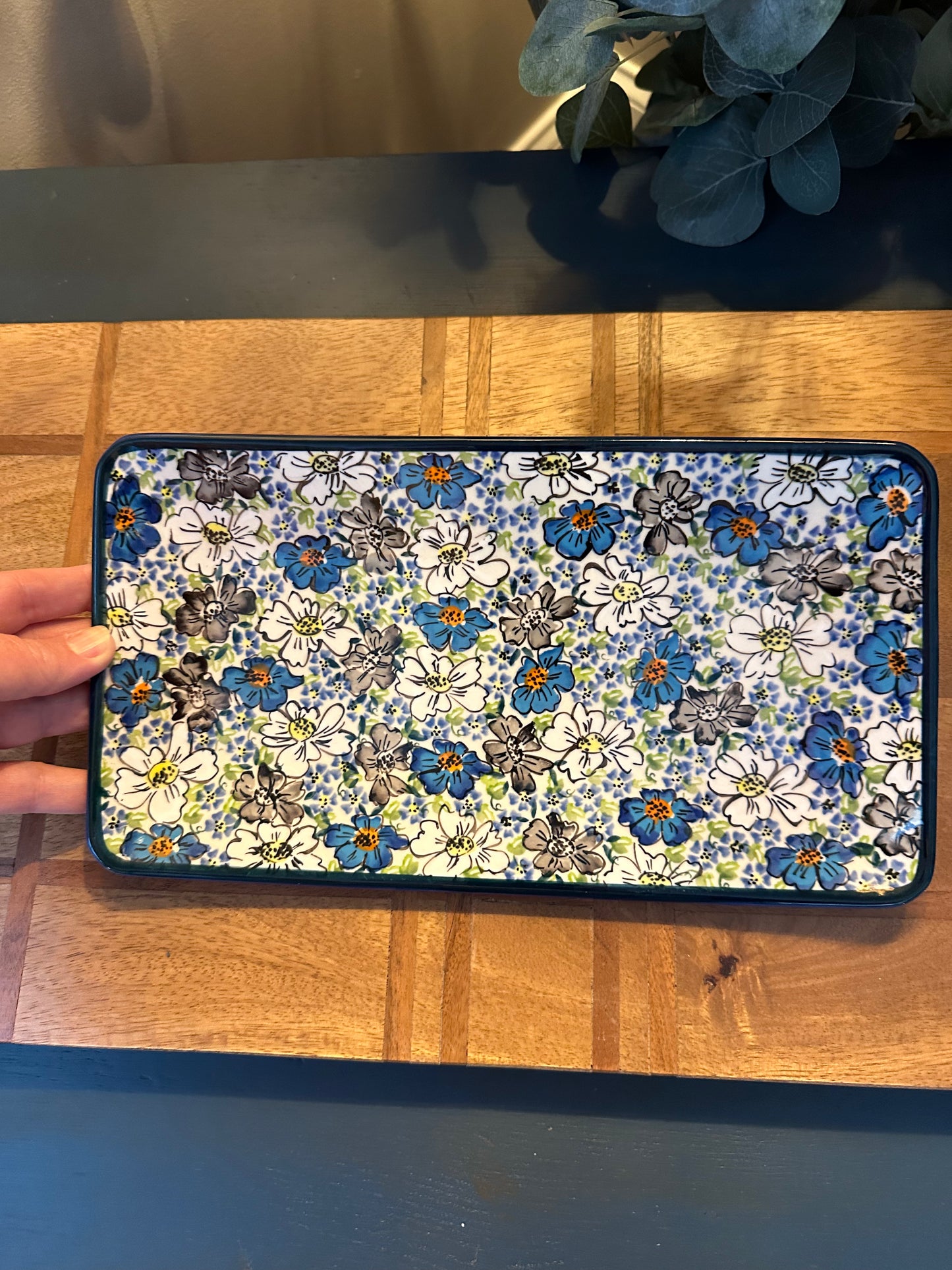 Zaklady Polish Pottery, Signature Unikat Flowery Sushi Platter/Plate