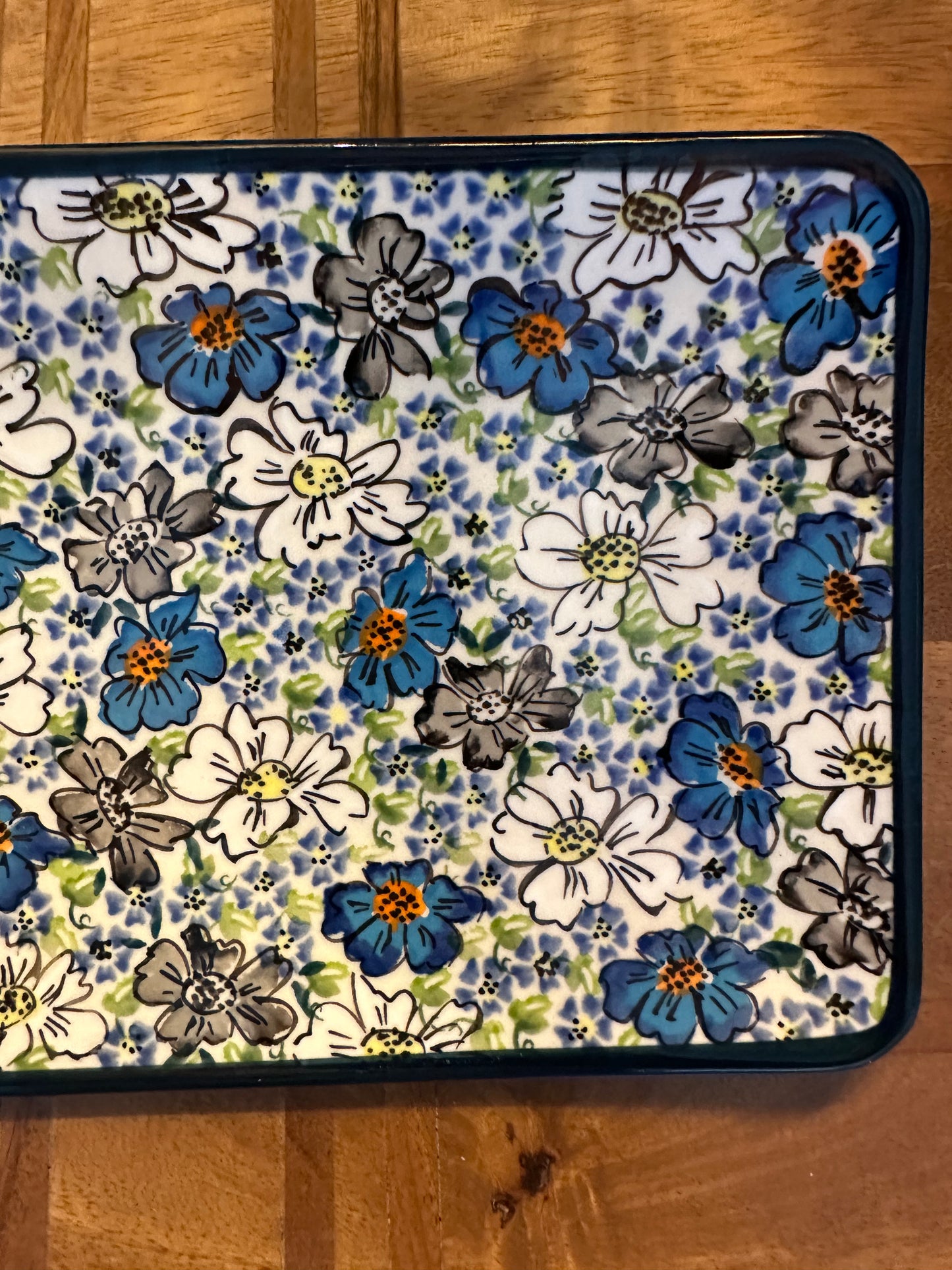 Zaklady Polish Pottery, Signature Unikat Flowery Sushi Platter/Plate