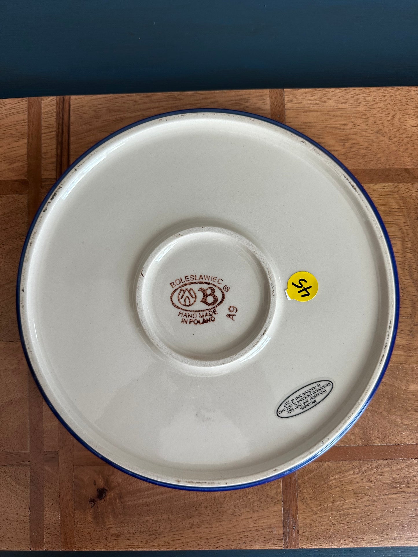 Preowned- Zaklady Polish Pottery 11" Cookie Plate, Pine Boughs