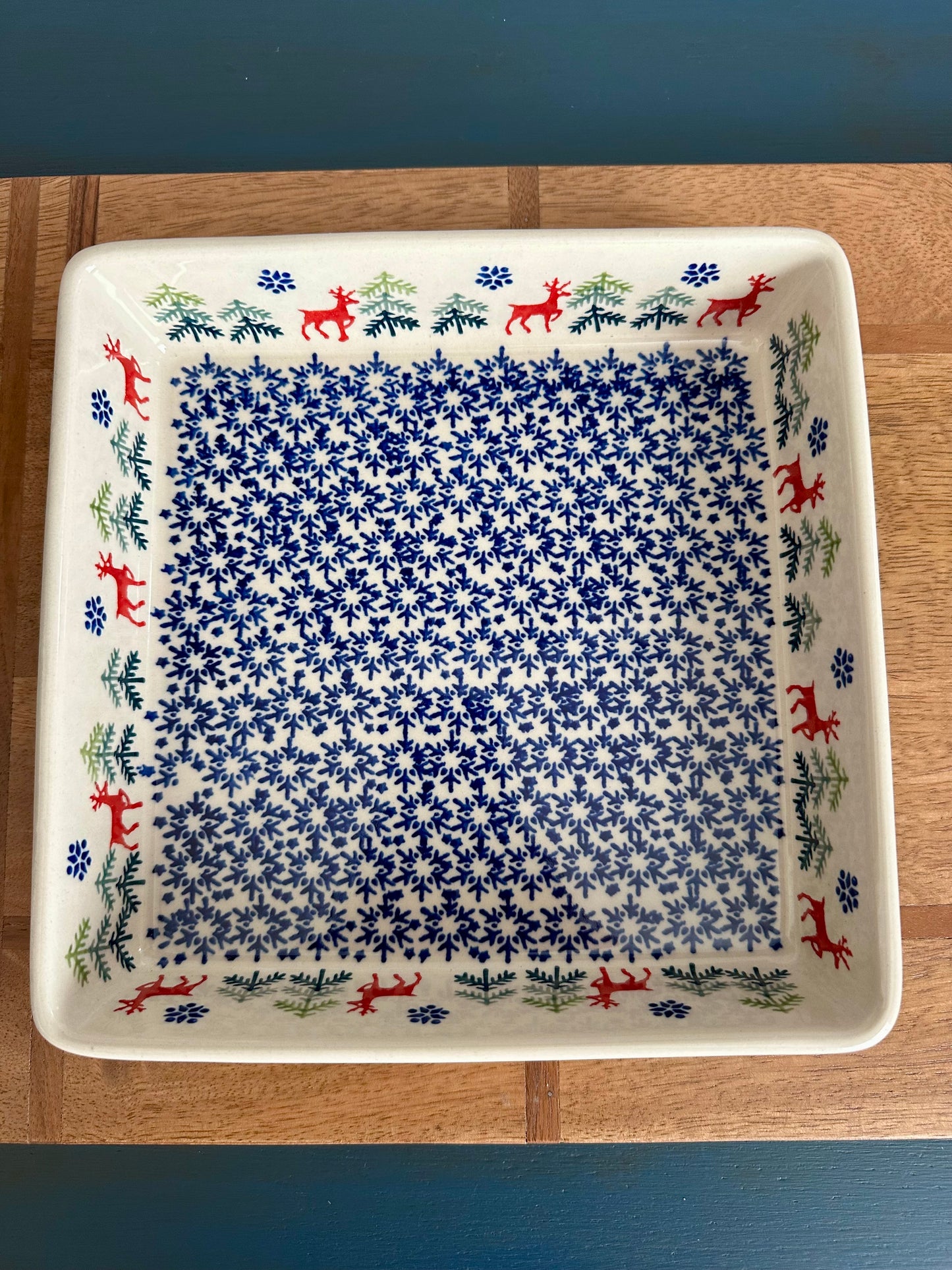 Preowned- Manufaktura Reindeer & Snowflake Square Baker
