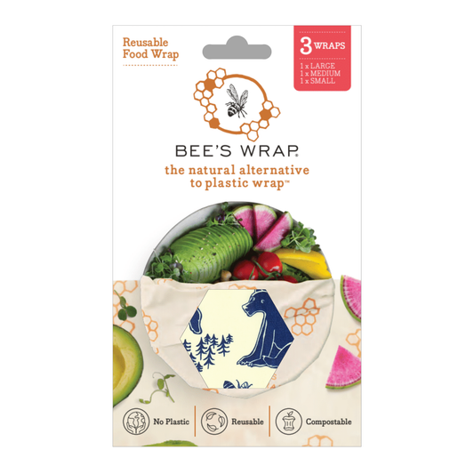 Bee's Wrap, Assorted 3 Pack - Bees & Bears, Plant Based Wax