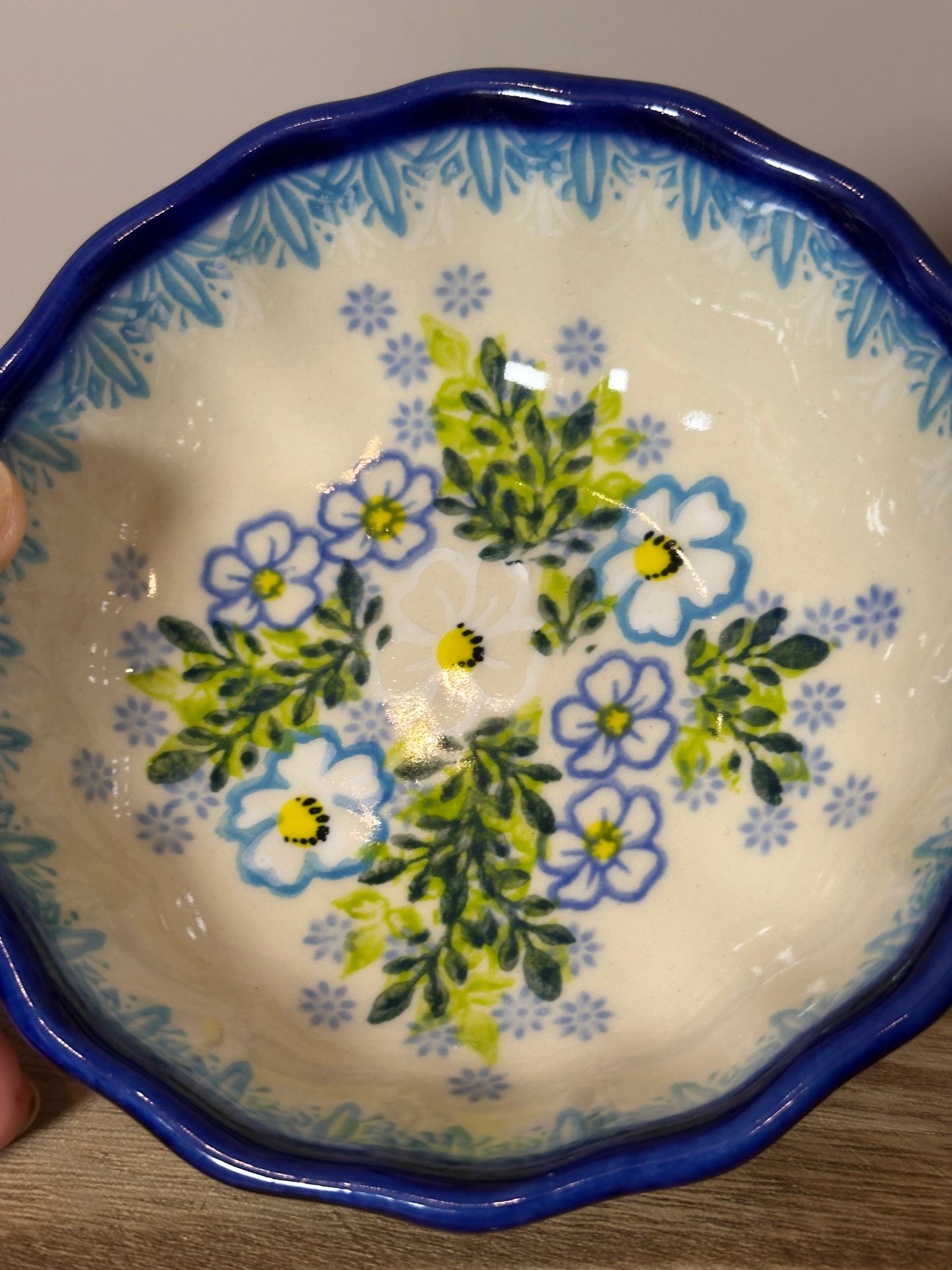 Kalich, Art Level, Blue & White Flower, Scalloped Bowl