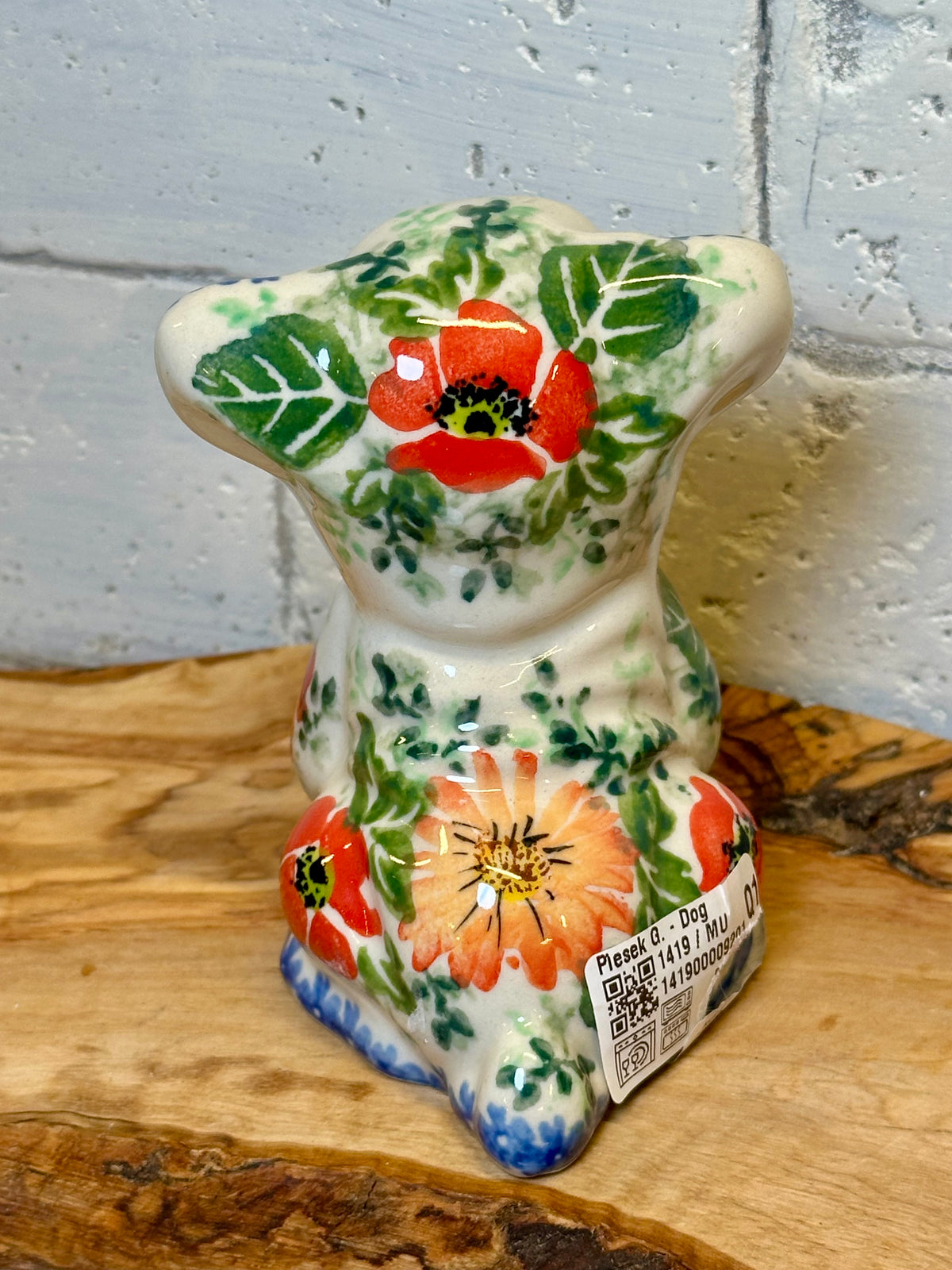 Kalich, Red and Yellow Floral, Dog Figurine