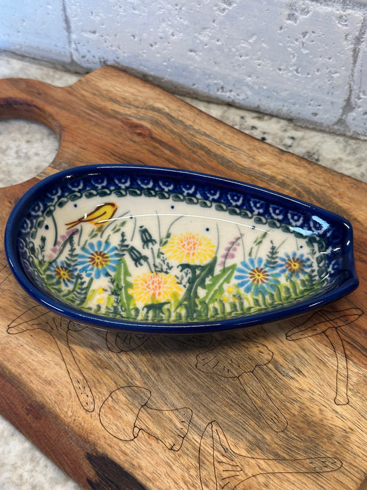 Kalich, Art Level A, Yellow Bird, Yellow/Blue/Lavendar, Spoon Rest