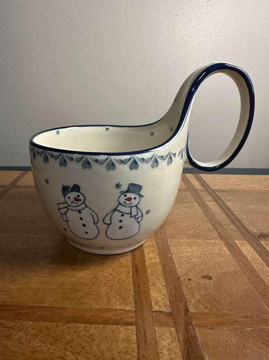 Ceramika Artystyczna Polish Pottery Snowman Loop Mug