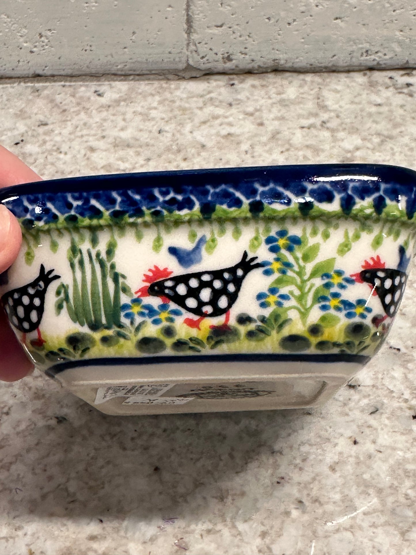 Kalich, Art Level A, Black Polka Chicken, Square Bowl