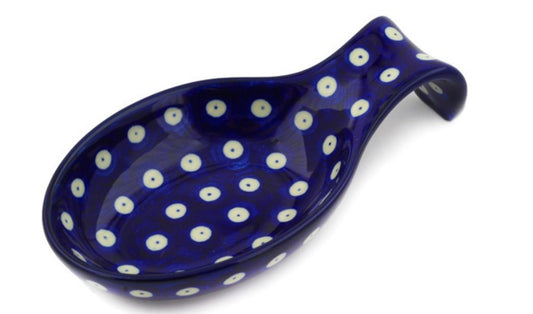 Ceramika Artystyczna Polish Pottery, Traditional Blue Eyes, Spoon Rest