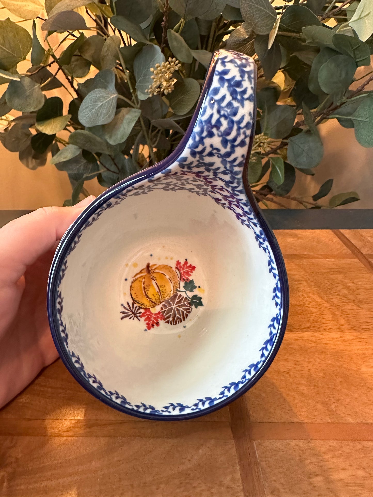 Ceramika Artystyczna Polish Pottery, Autumn Falling Leaves, Loop Mug/Bowl