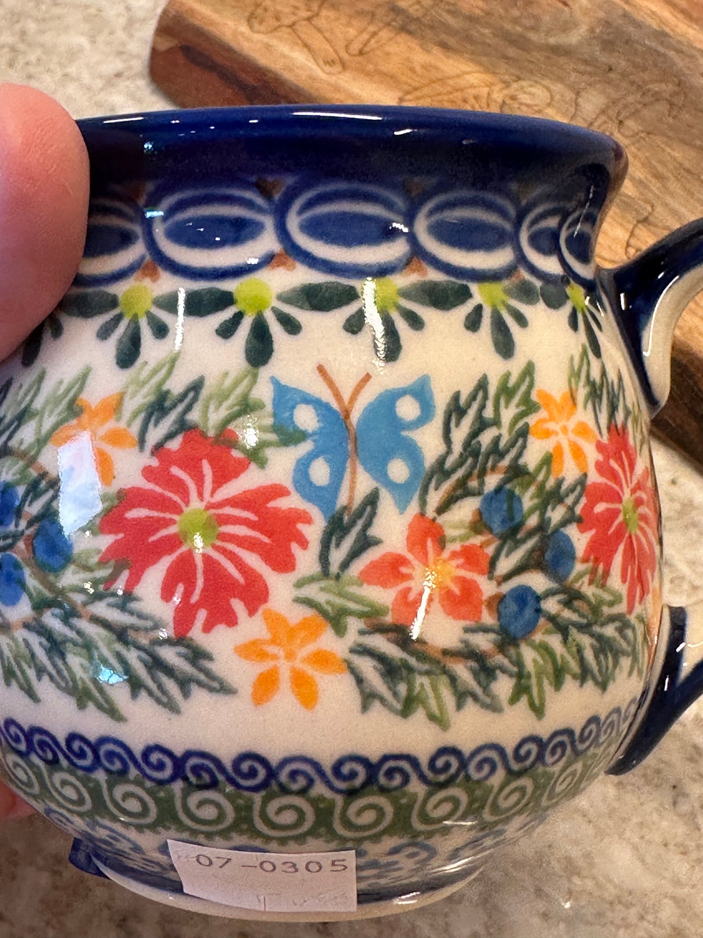 Kalich, Art Level, Blue Butterfly, Red/Orange/Blueberry Bubble Mug 12 oz