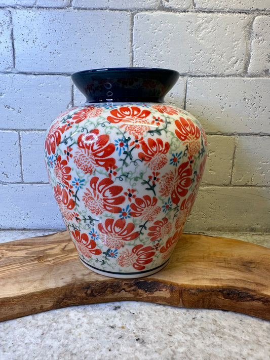 Zaklady Polish Pottery, Flower Parade, Vase, 8" x 7"