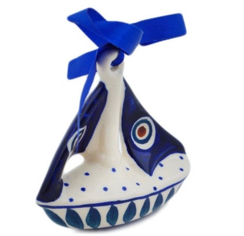 Manufaktura, Traditional Peacock Leaves, Sailboat Ornament