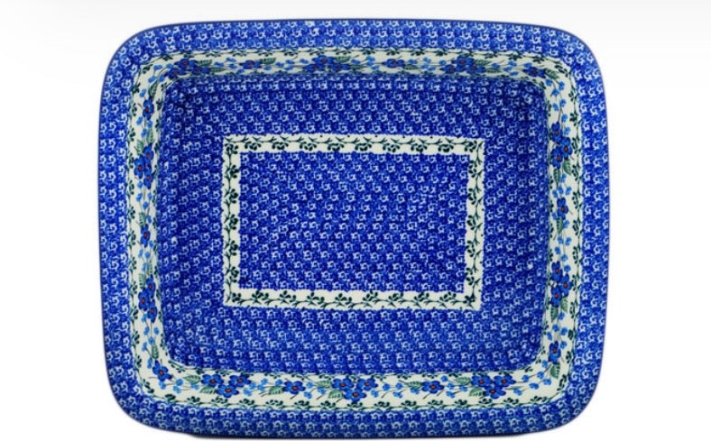 Ceramika Artystyczna, Blue Blossom, Rectangular Baker 14"