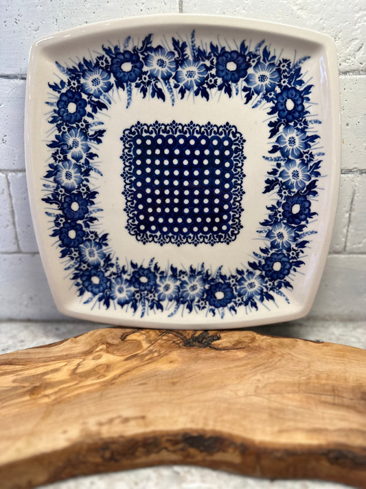 Kaola Studios Polish Pottery, Signature Unikat, Bright Bouquet, Square Plate