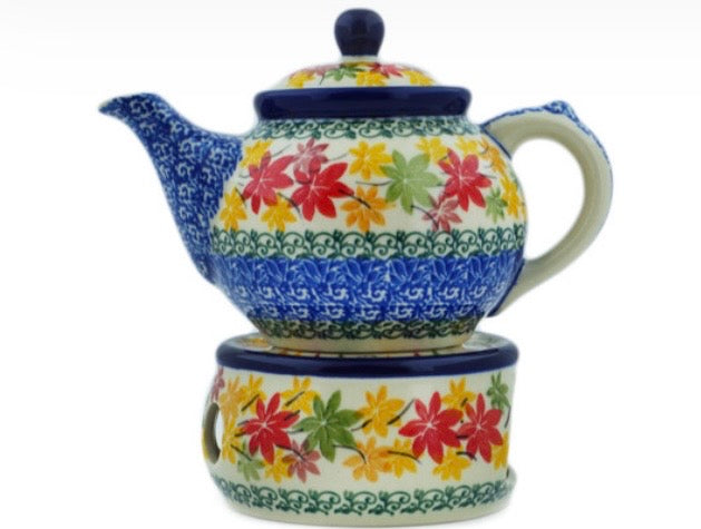 Ceramika Artystyczna, Fall Vibes, Tea or Coffee Pot with Heater 15 oz