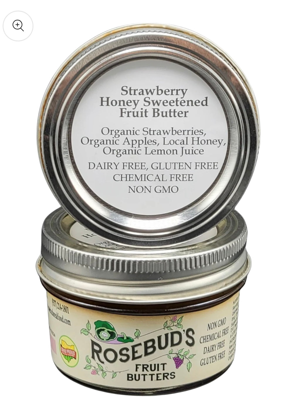 Rosebud's Real Food, Strawberry Honey-Sweetened Fruit Butter 4oz