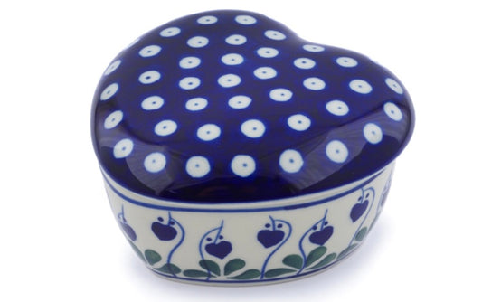 Ceramika Artystyczna Polish Pottery, Bleeding Heart, Heart Shaped Jar/Container