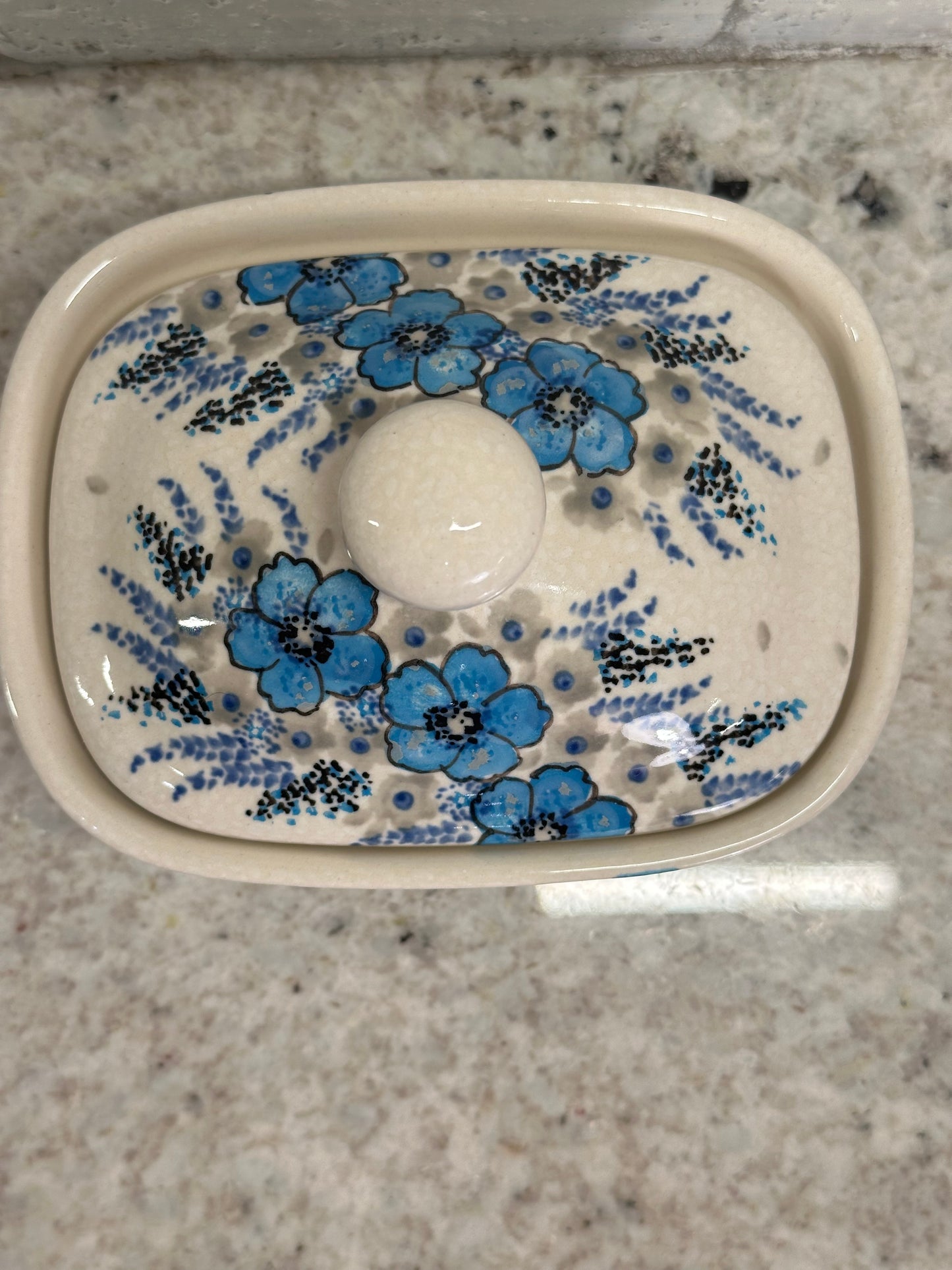Ceramika Artystyczna Polish Pottery, Signature Unikat 374, Butterdish/Covered Box