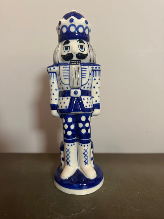 Vena Blue & White, Large Nutcracker Figurine 9.5"
