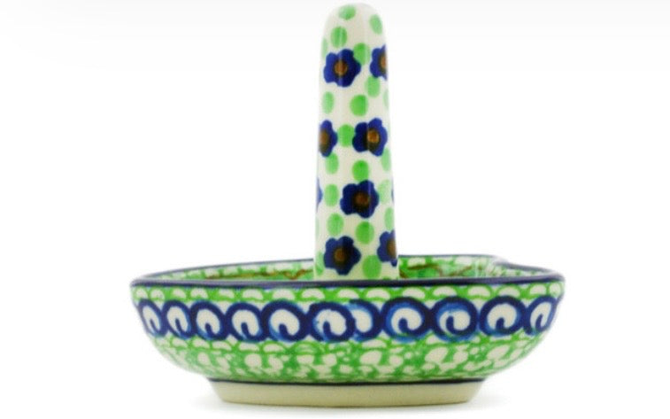 Ceramika Artystyczna, U408A, Green Pansies, Ring Holder